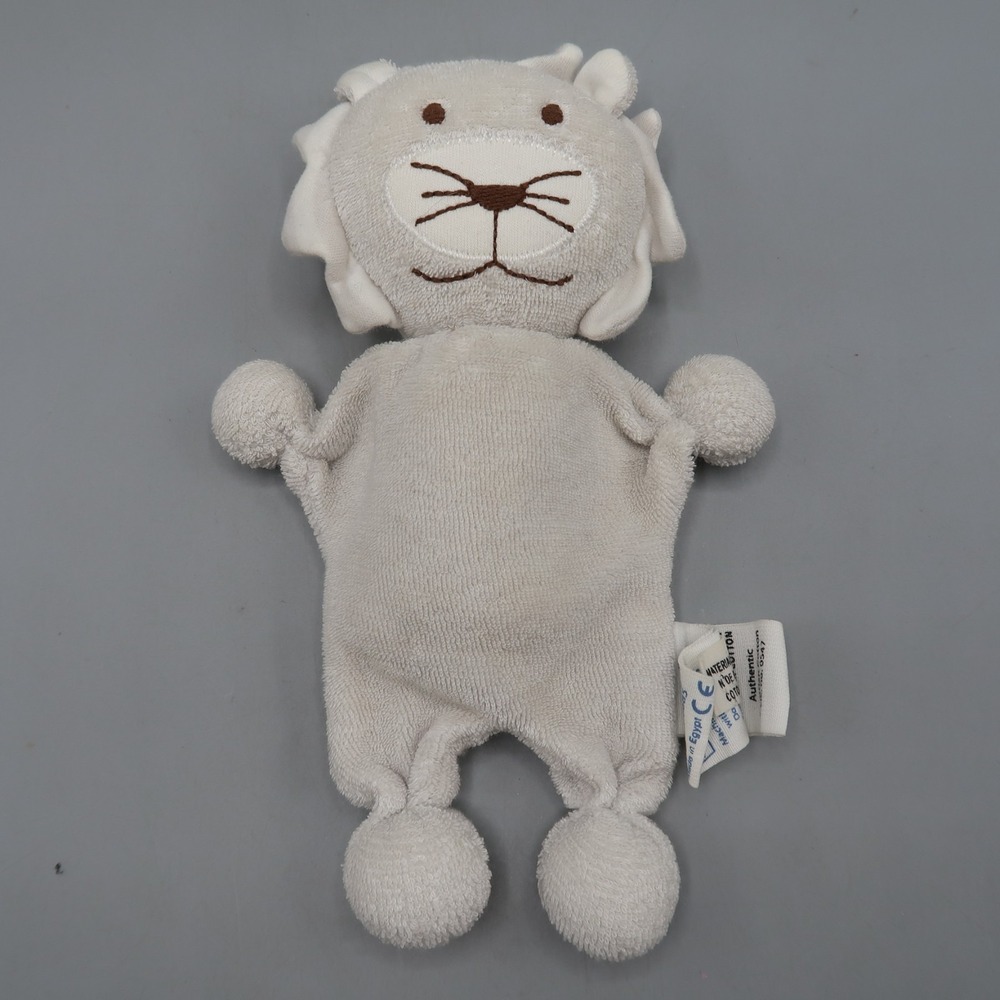 Under the Nile Organic White Lion Baby Lovey Security Toy Terry Cloth